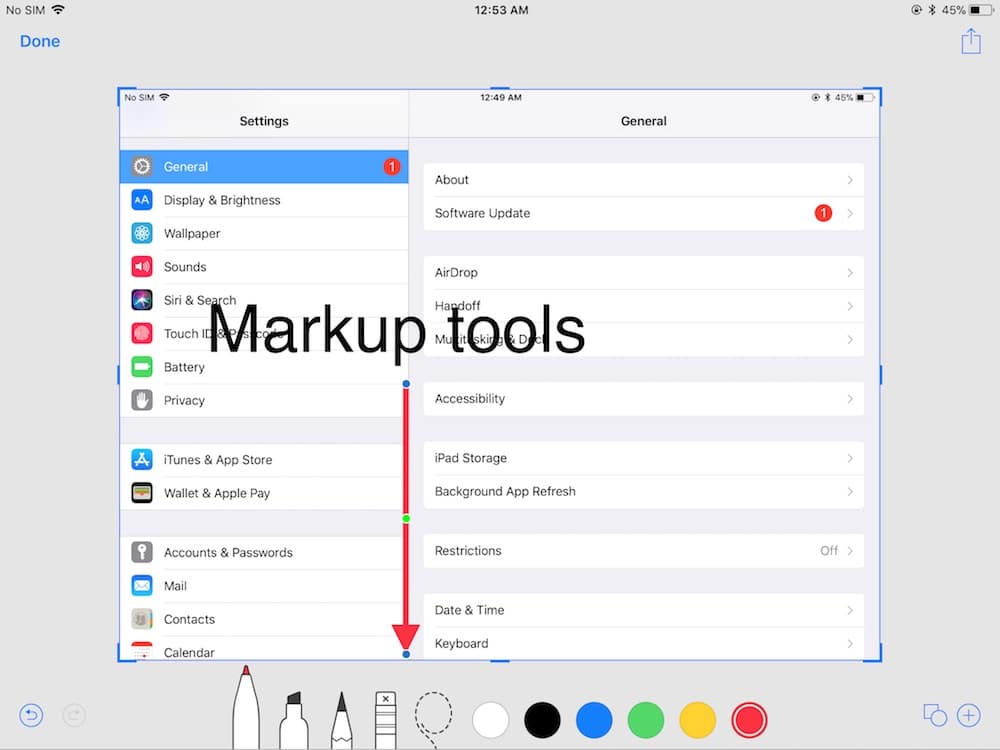 Markup screenshot - iPad