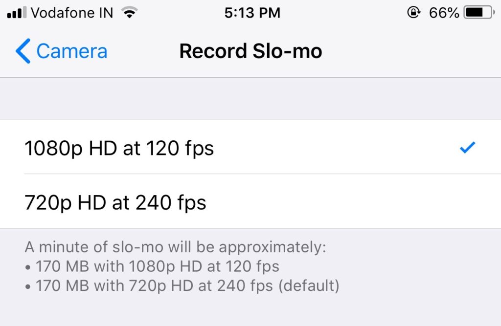iPhone Slow Motion Video Settings