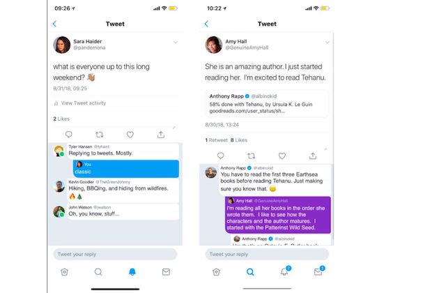 Twitter is testing threaded conversations
