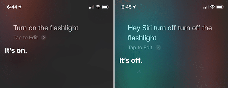 iOS 12 Siri Flashlight
