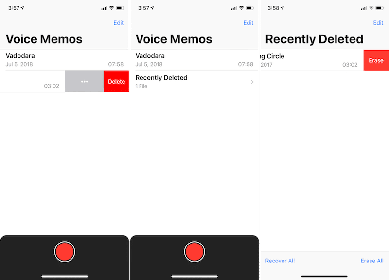 iOS 12 Voice Memos Clear Recently Deleted 1