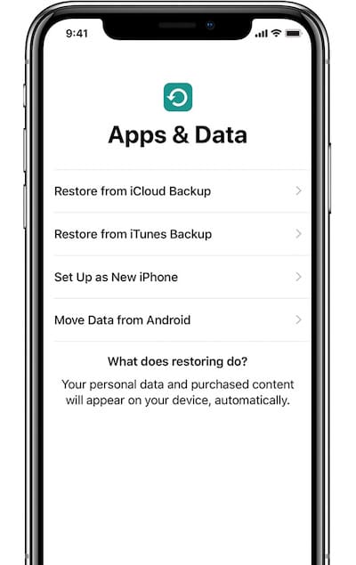 Set up iPhone XS and iPhone XS Max - Restore or Transfer Information and Data