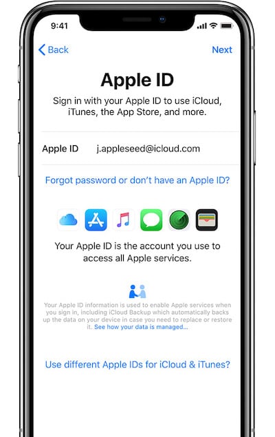Set up iPhone XS and iPhone XS Max - Sign In or Create Apple ID