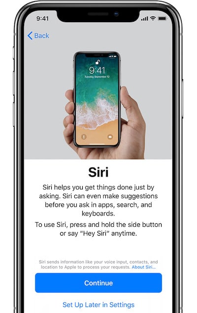 Set up iPhone XS and iPhone XS Max - Enable Siri