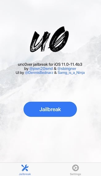 Unc0ver Jailbreak button