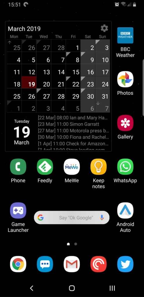 Typical Android homescreen