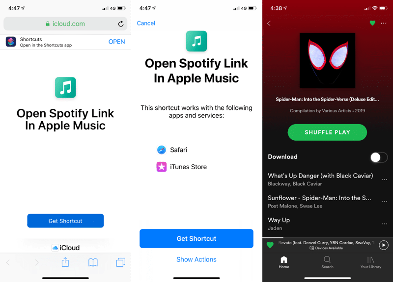 Open Spotify Links in Apple Music Shortcuts 1