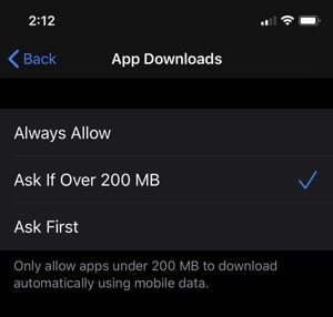iOS 13 App Downloads Limit