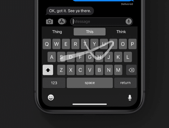 iOS 13 Gesture Typing