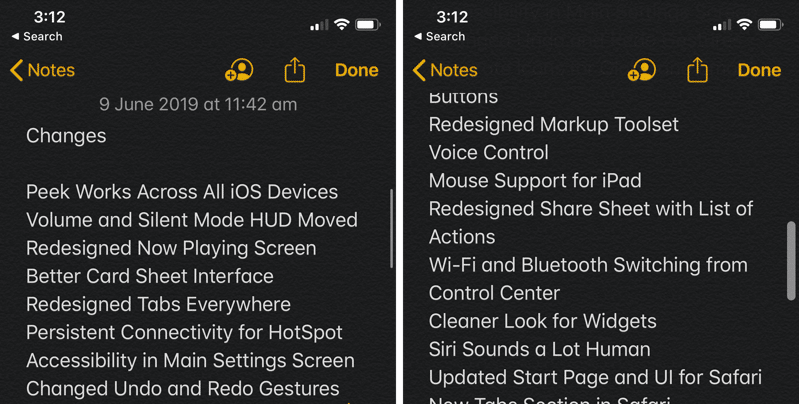 iOS 13 Gestures Drag Scrollbar
