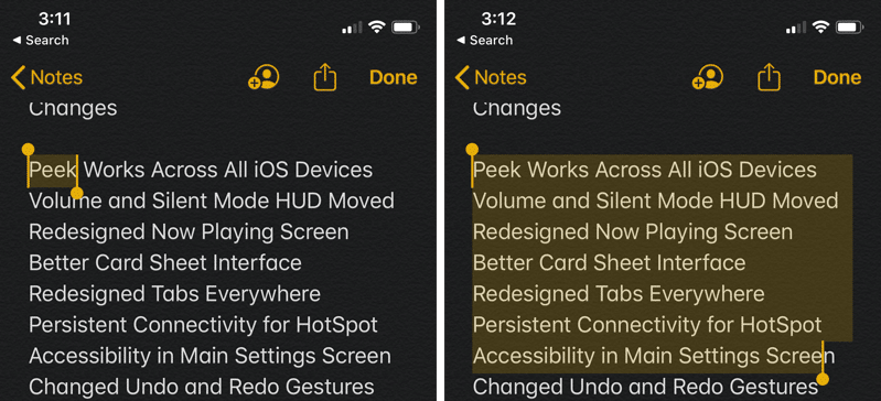 iOS 13 Gestures Text Selection