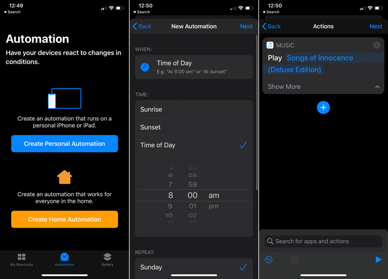 iOS 13 Shortcuts Automation
