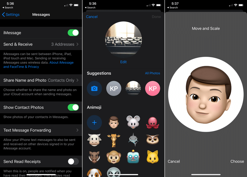 iOS 13 iMessage Custom Profiles 1