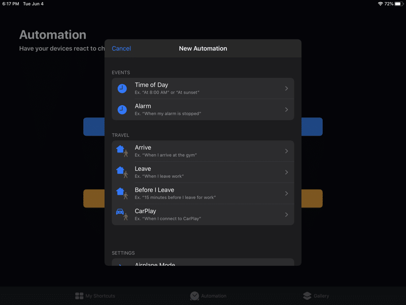 iPadOS 13 Shortcuts Automation