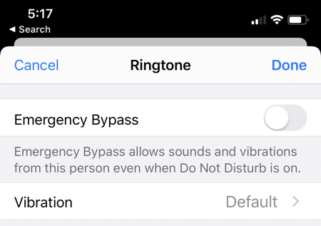 iPhone Contacts Emergency Bypass