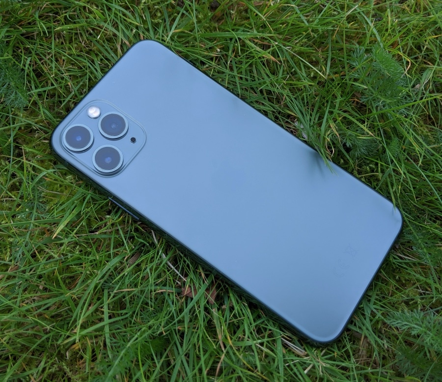iPhone 11 Pro rear - 'Midnight Green' is almost 'gun metal with a hint of green', but putting 'gun' in a phone colour title would just be way too provocative!