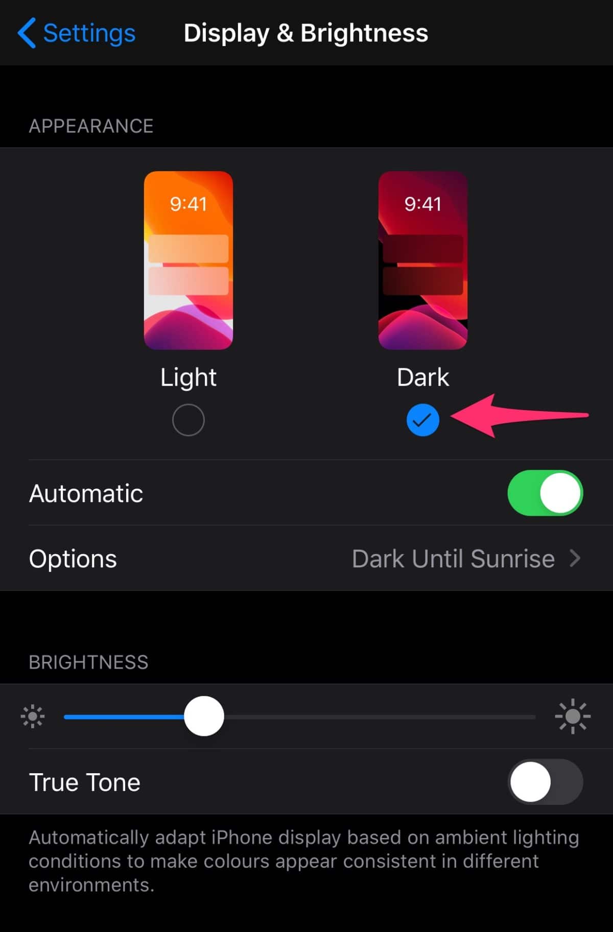 Enable Dark Mode iOS 13