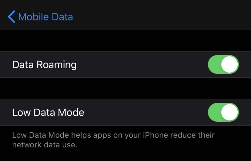 iOS 13 Low Data Mode