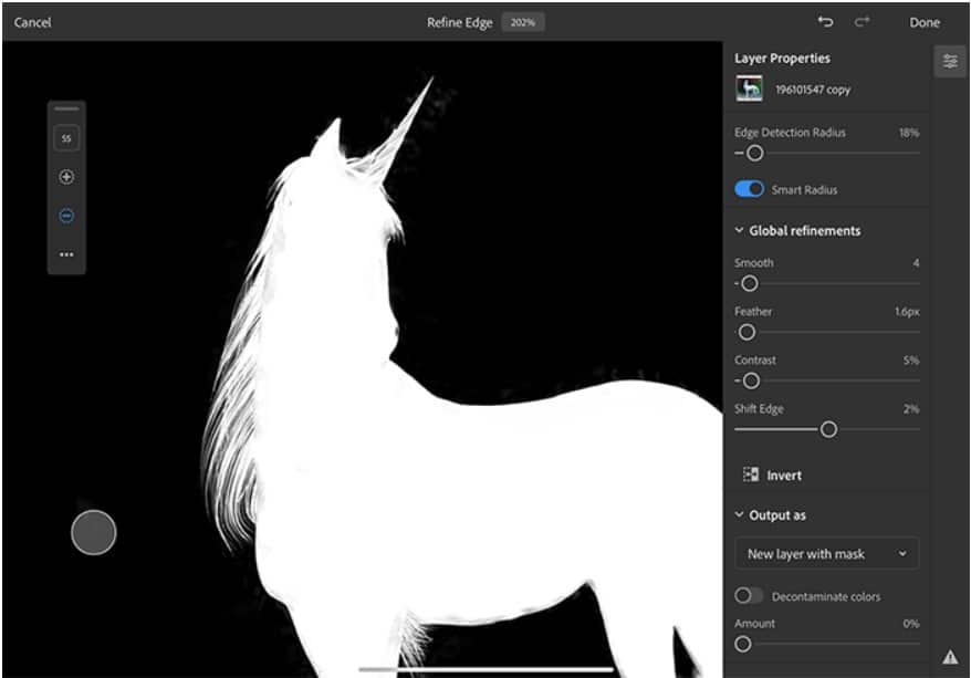 Refine Edge Tool In Adobe Photoshop App For iPadOS