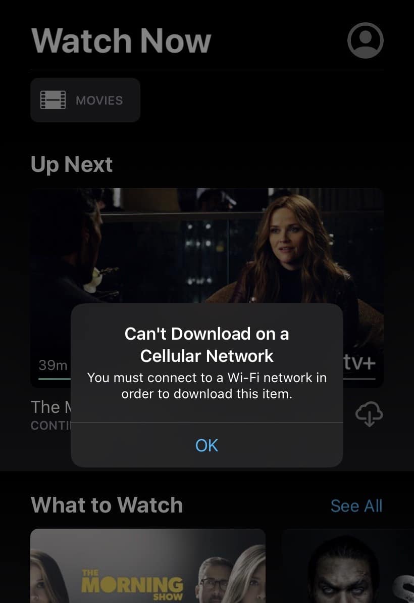 Apple TV+ No Mobile Data Download