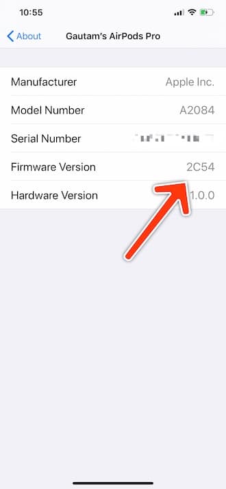 AirPods Pro - Firmware Version - 2C54