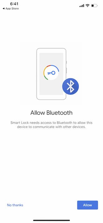 iPhone - Google Security Key - Allow Bluetooth