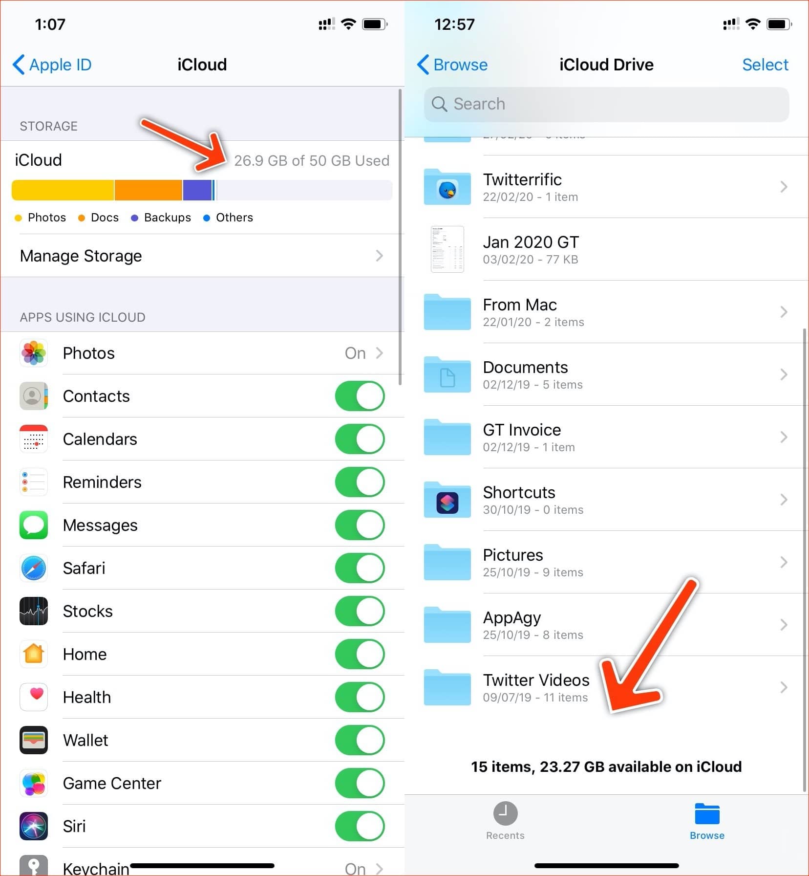 remaining icloud storage