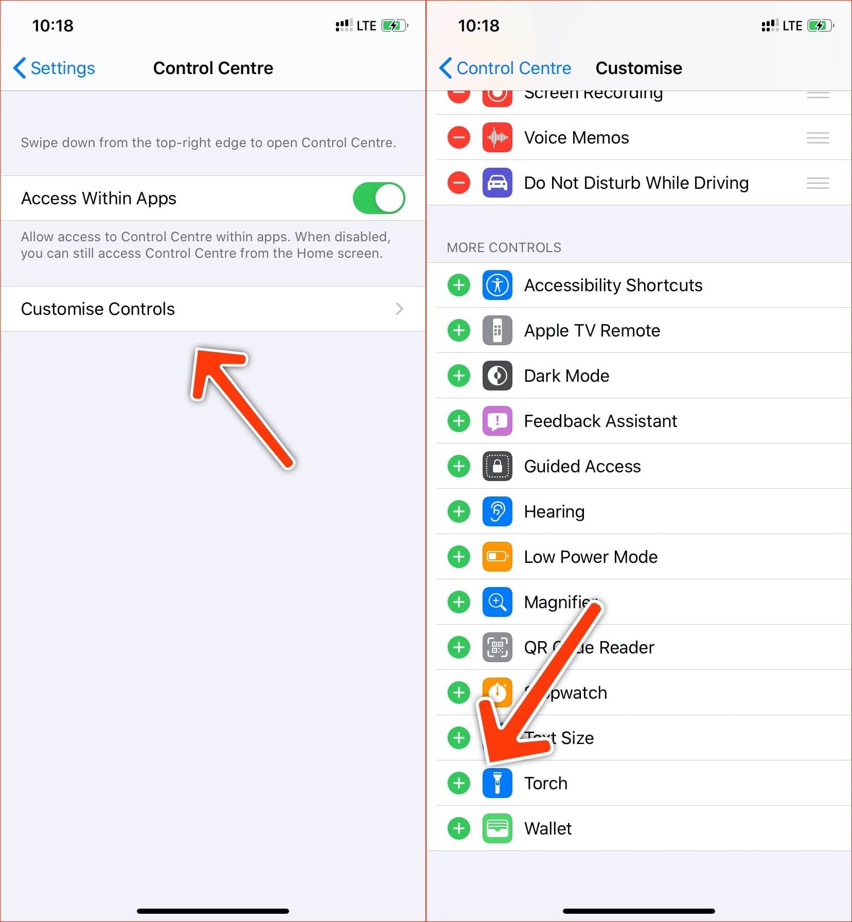 customize controls in settings 