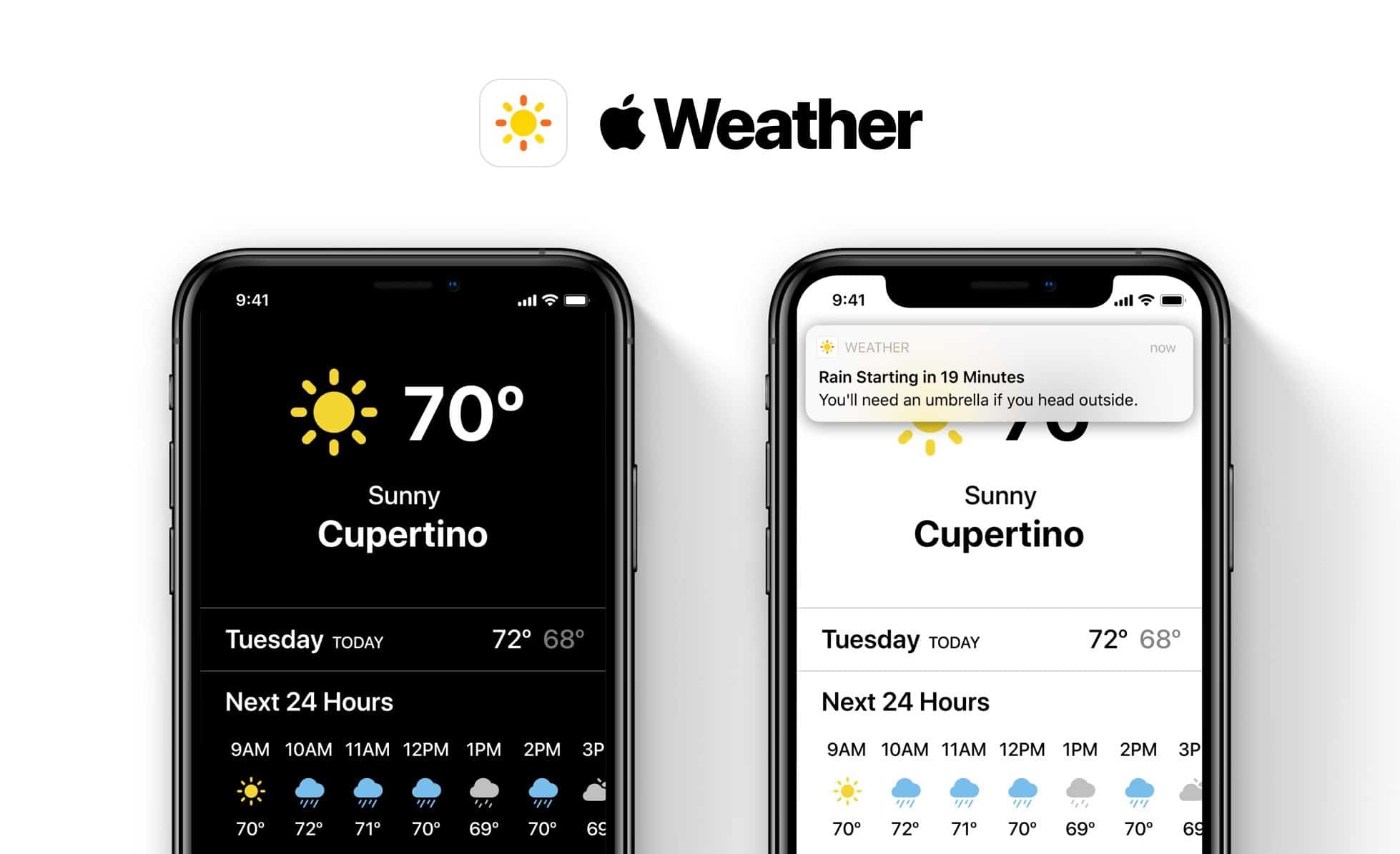Apple iOS 14 Weather App UI Design Concept Dark Sky Dark Mode