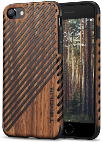 TENDLIN Wood Grain Soft TPU Hybrid Slim Case For Apple iPhone SE 2020