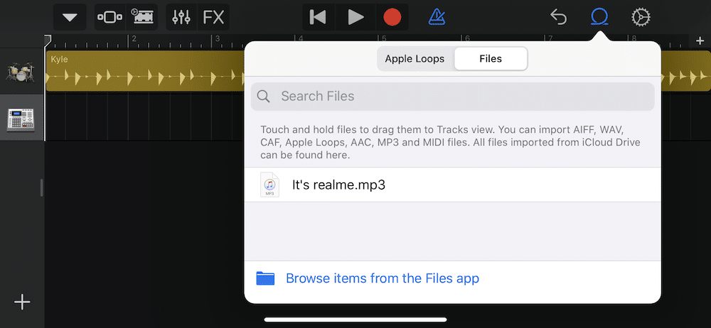Drag and drop to add song to Garageband