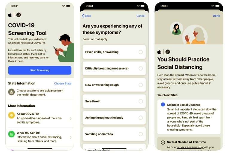 Screening Apps Menu Apple's COVID-19 Screening App Updated with New CDC Symptoms, Cloth ...