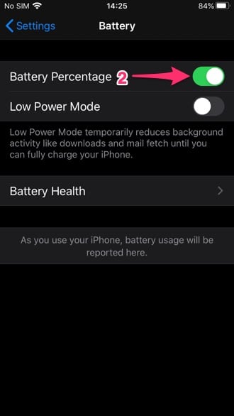 Enable Battery Percentage on iPhone SE - Step 2