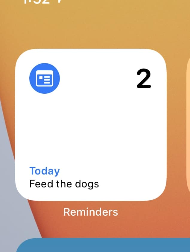 Apple iOS 14 Beta 2 Reminders Small-Sized Widget Update