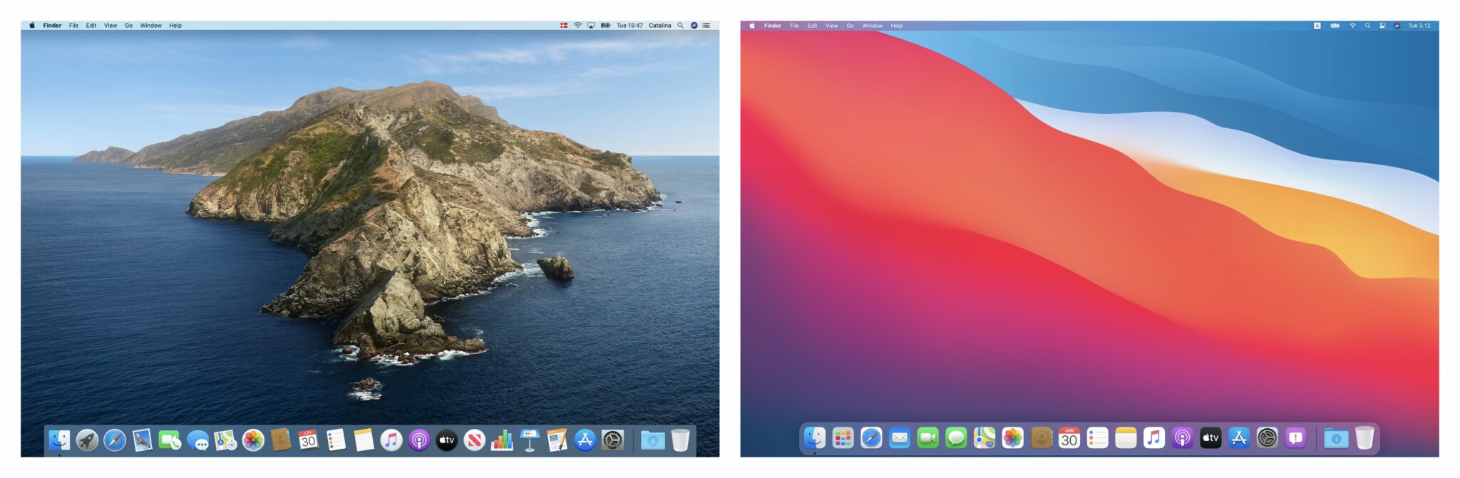 Apple macOS Catalina vs macOS Big Sur - Desktop