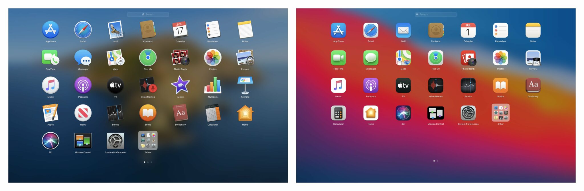 Apple macOS Catalina vs macOS Big Sur - App Launcher