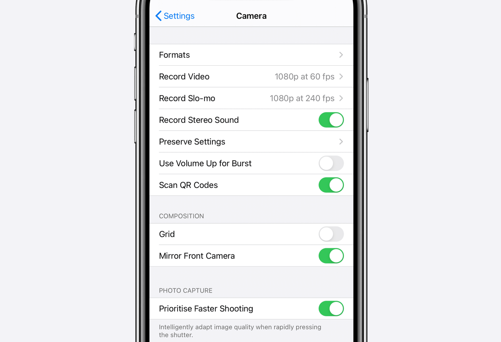 Camera Settings - iOS 14