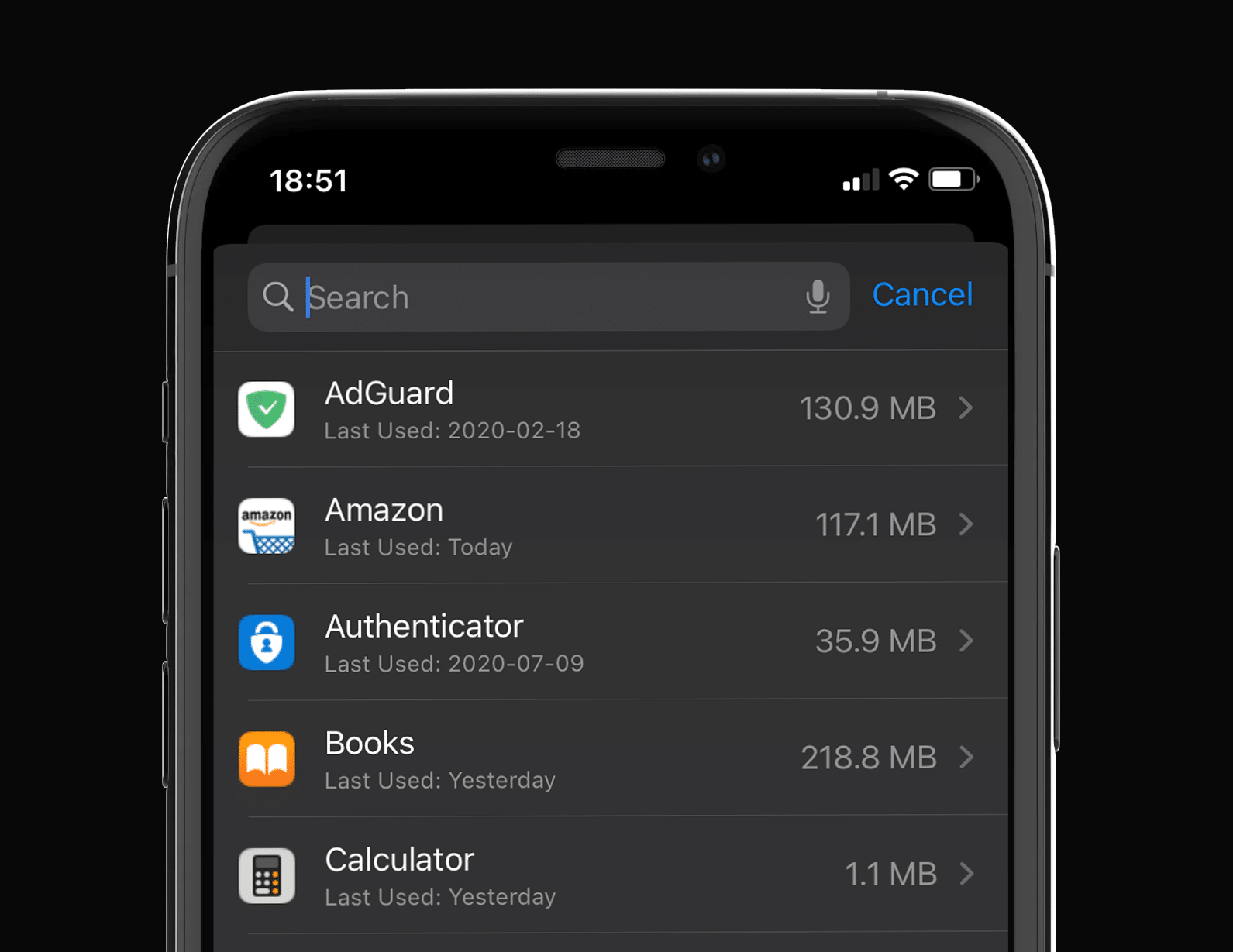 Search Storage - iOS 14