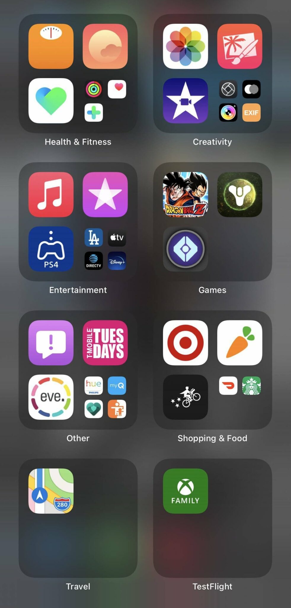 iOS 14 App Library Cateogries