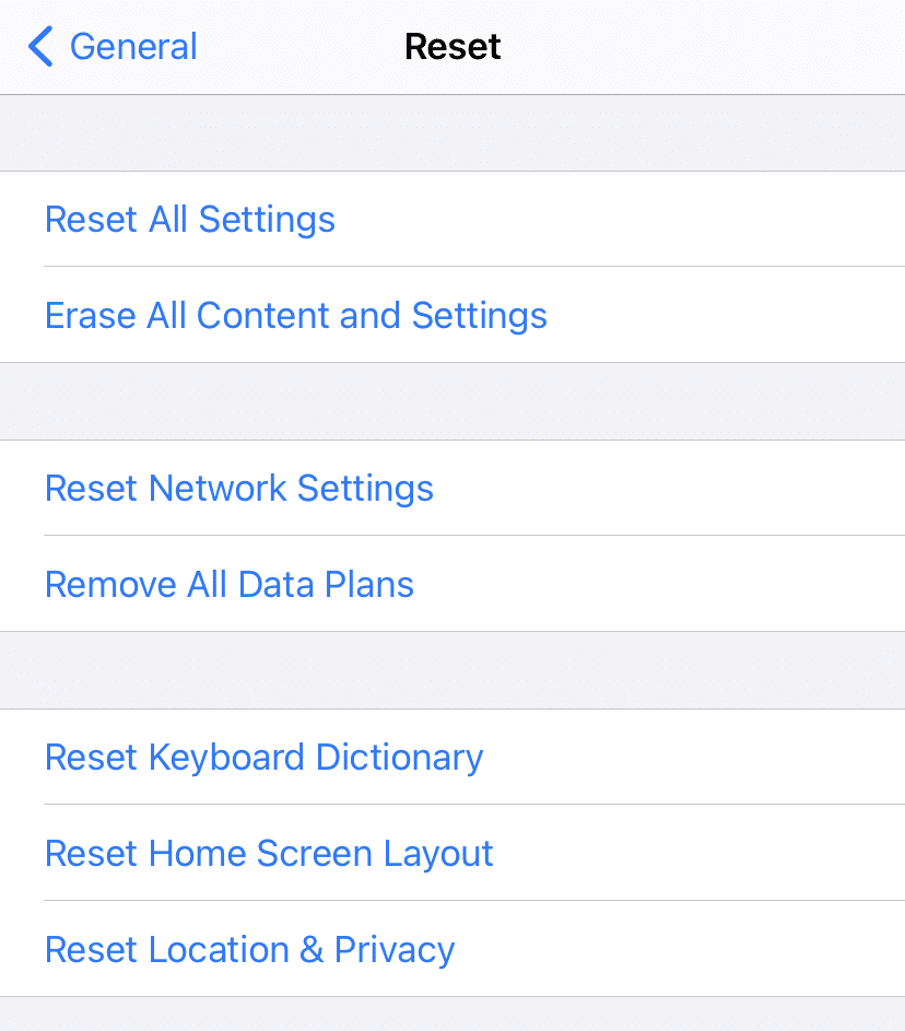 Reset Network Settings iOS 14
