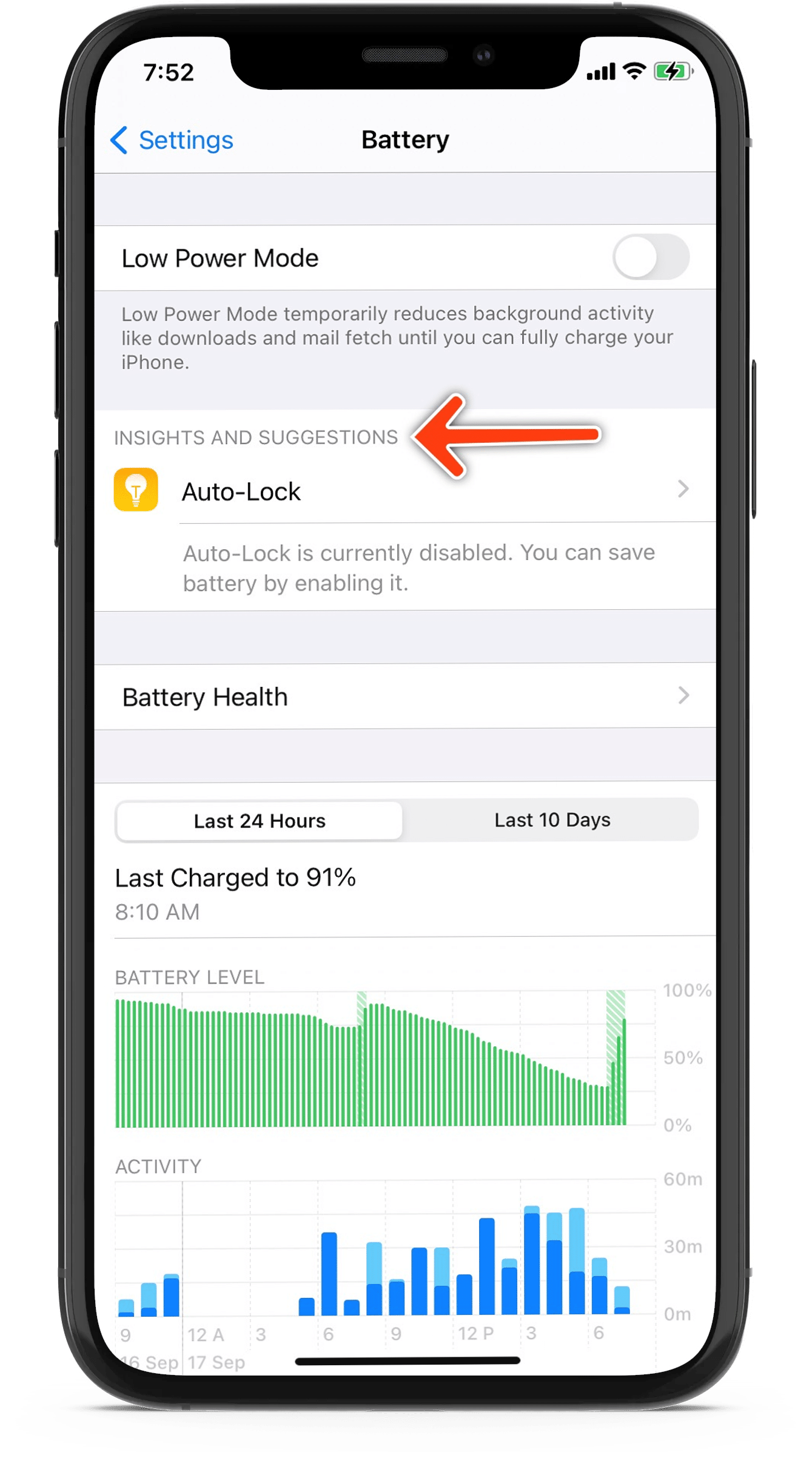 insights and suggestions to improve battery life