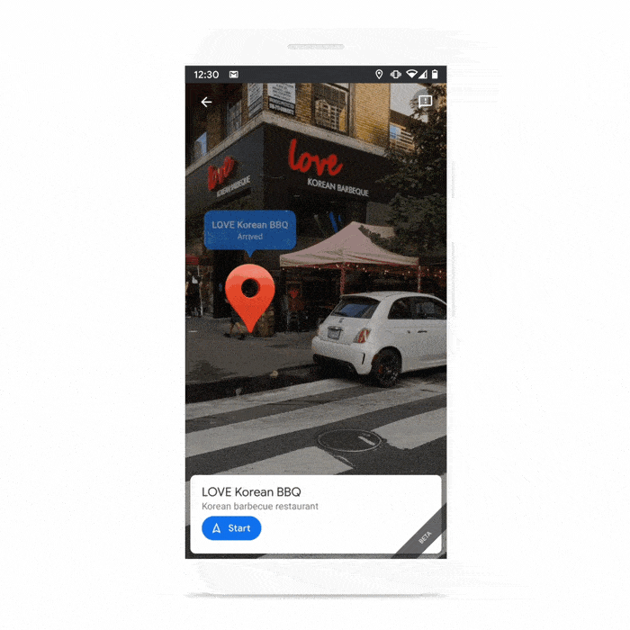 Landmark feature in Google Maps Live View