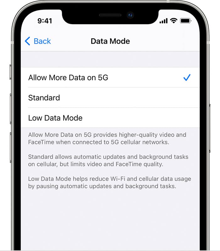 iPhone 12 Allow More Data on 5G