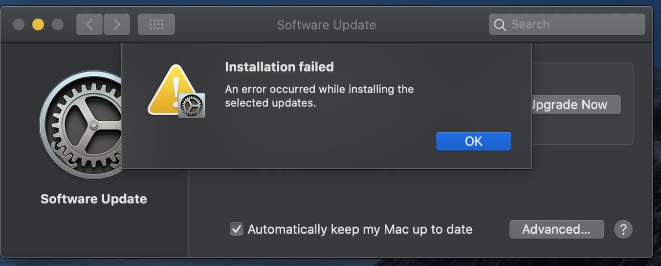 macOS Installation failed