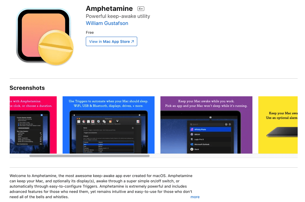 Amphetamine Mac app