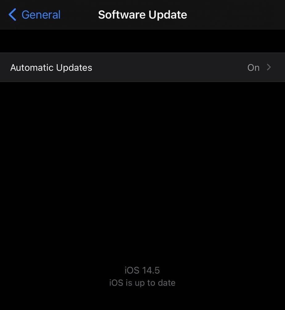 iOS 14.5 Updated Software Update Text