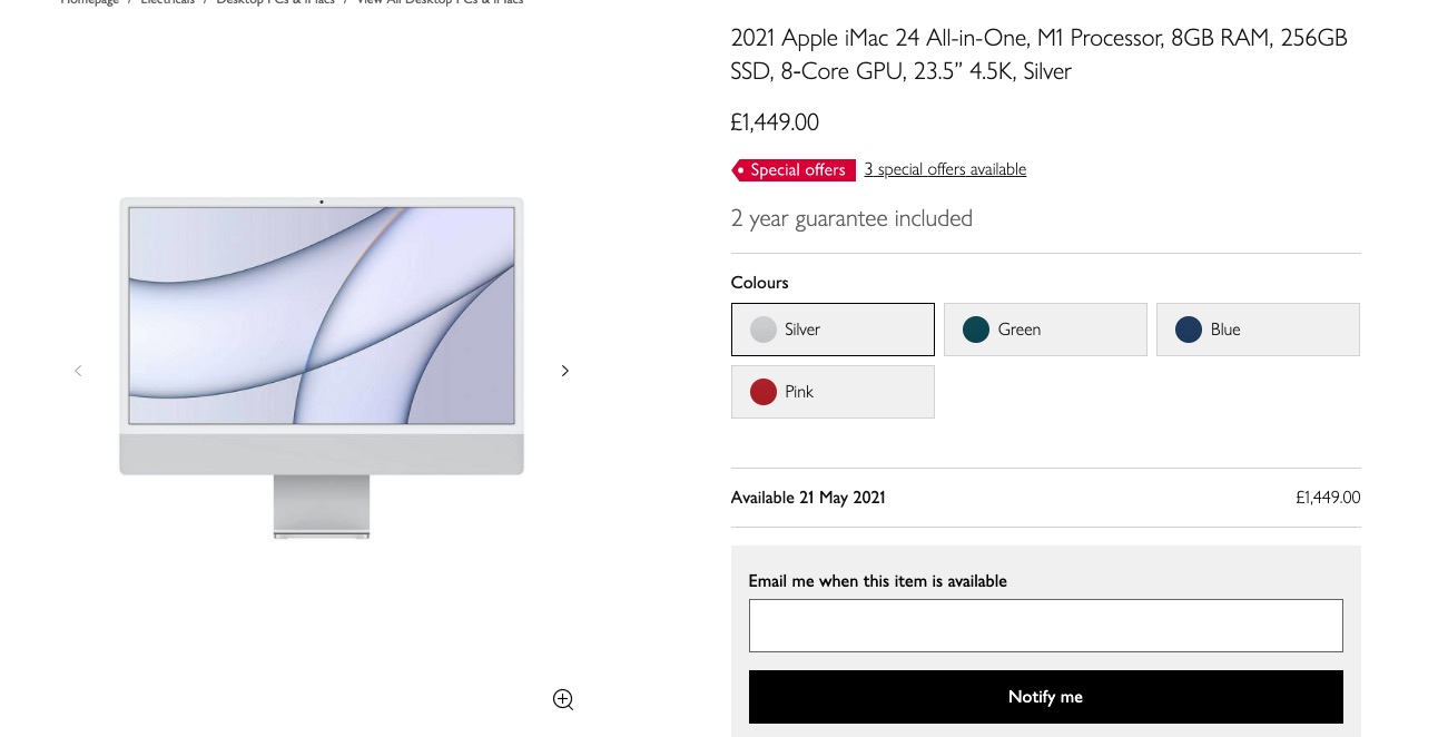 2021 M1 iMac availability