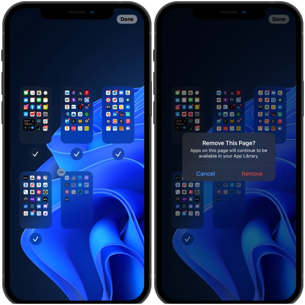 delete home screen pages iPhone ios 15