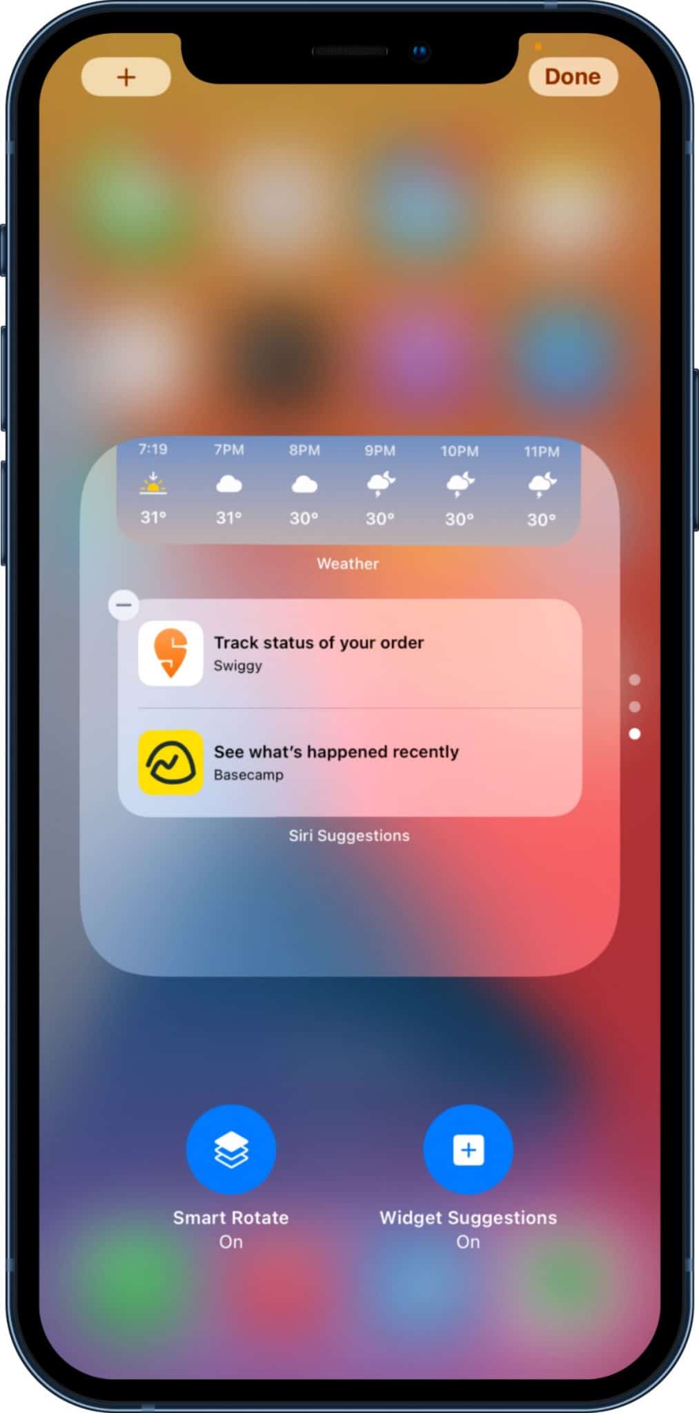 widget suggestion in iOS 15