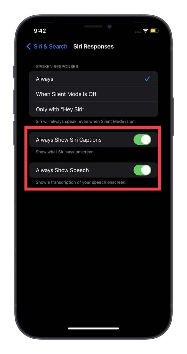 Customize Siri Responses to Always Show Siri Captions and Speech 